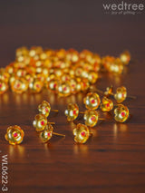 108 Flowers For Pooja - Wl0622 Gold Plated Red Stone German Silver Utility