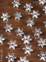 108 Special German Silver Parijata Flowers With Red Stone For Pooja - Wl2333 Silver Utility