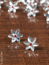 108 Special German Silver Parijata Flowers With Red Stone For Pooja - Wl2333 Silver Utility