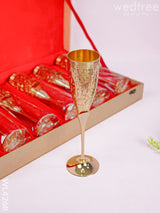 24Kt Gold Brass Wine Glass - Set Of 6 Wl4268 Utility