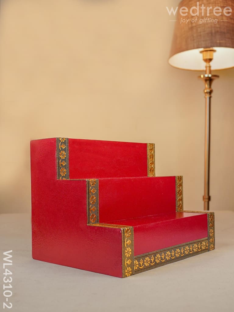 3 Step Golu Stand - Wl4310 Red / Diya Padi