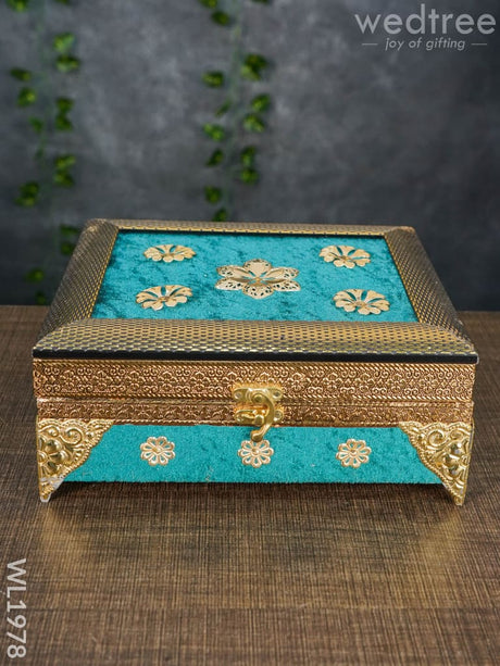 4 Jar Dry Fruit Box - Embossed Teal Blue Frame 7.5X9.5 Wl1978