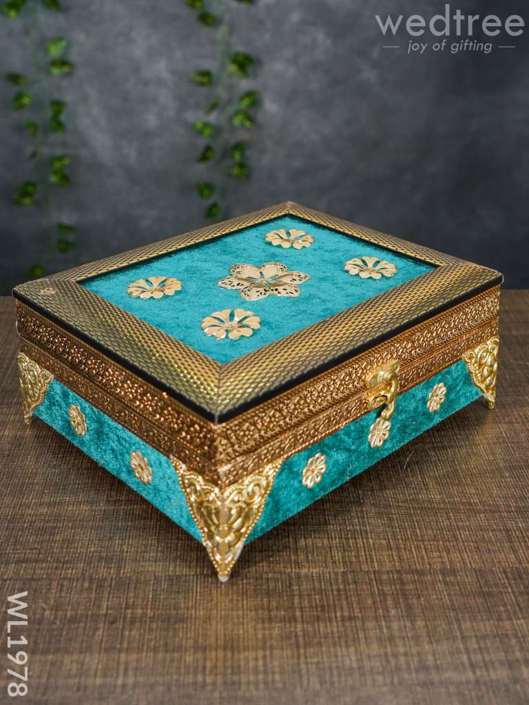 4 Jar Dry Fruit Box - Embossed Teal Blue Frame 7.5X9.5 Wl1978