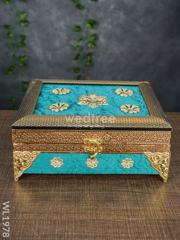 4 Jar Dry Fruit Box - Embossed Teal Blue Frame 7.5X9.5 Wl1978