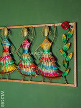 5 Dancing Dolls Wall Hanging Frame With Flowers - Wl3188 Metal Decor