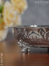 German Silver Pooja Bowl With Elephant Stand - 6.5 Inch Wl2734-2 Utility