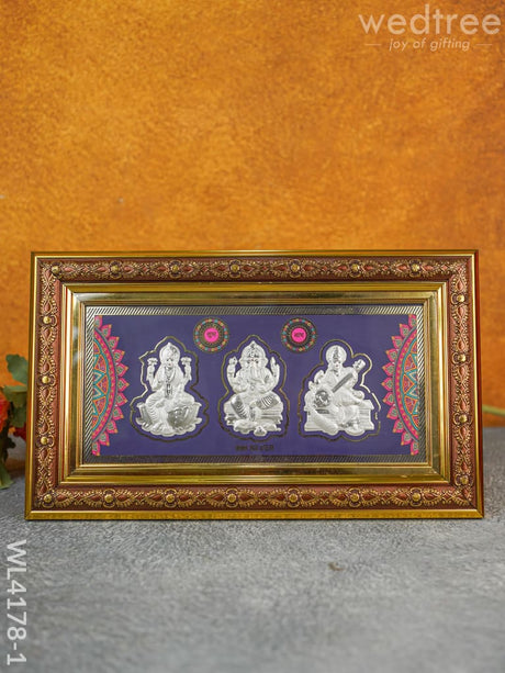 Lakshmi Ganesha Saraswathi 999 Silver Frame - Wl4178