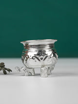 German Silver 1 Cup Kumkum Bowl with elephant in the bottom - WL0865