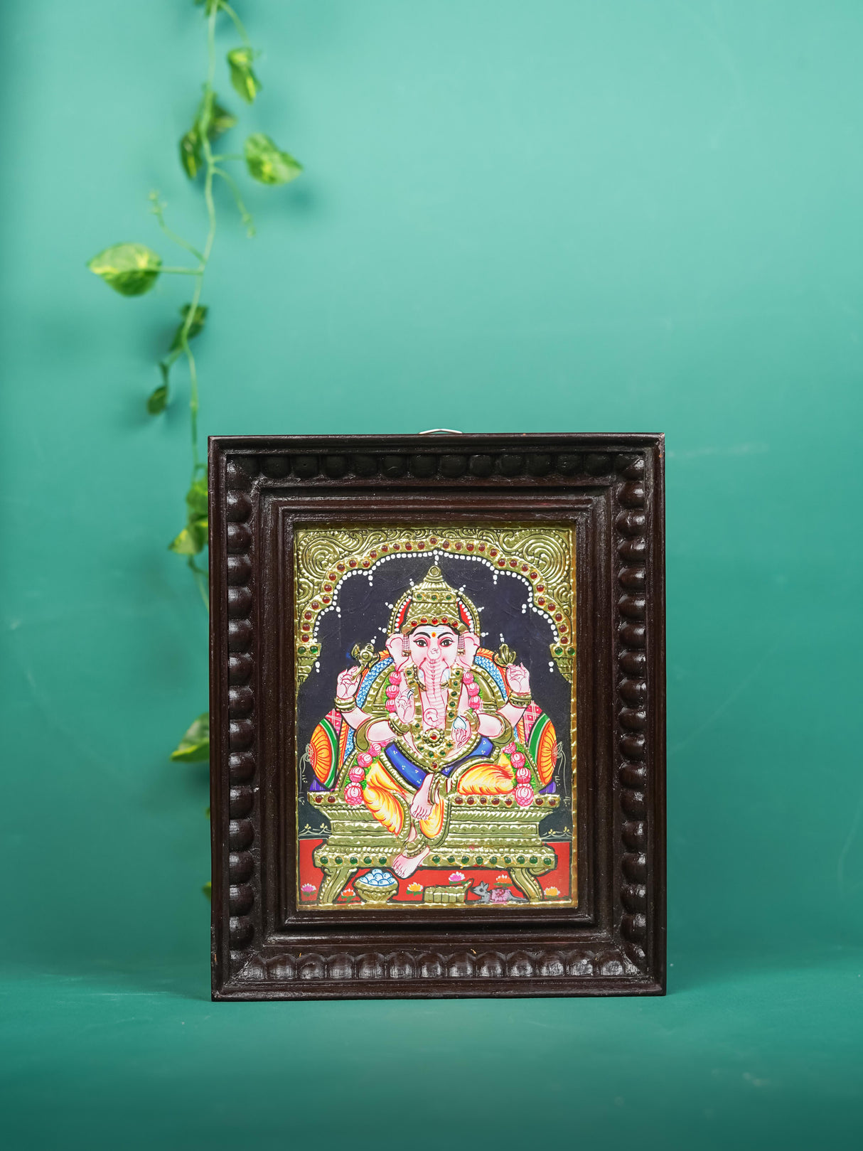 Tanjore Painting - Ganesha - Flat (Gold foil) - 8x6 - WL1821