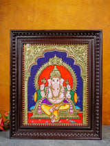 Tanjore Painting Ganesha - Flat (Gold foil) - 15x12 - WL1938