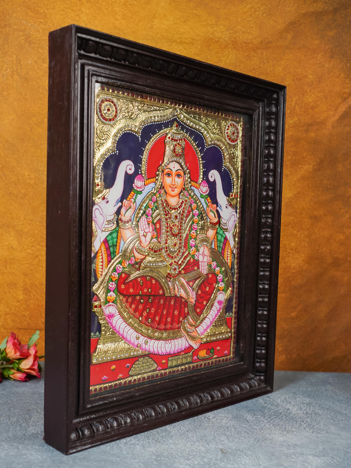 Tanjore Painting Gajalakshmi (Semi embossed)- 24 x 18 inch - WL3391