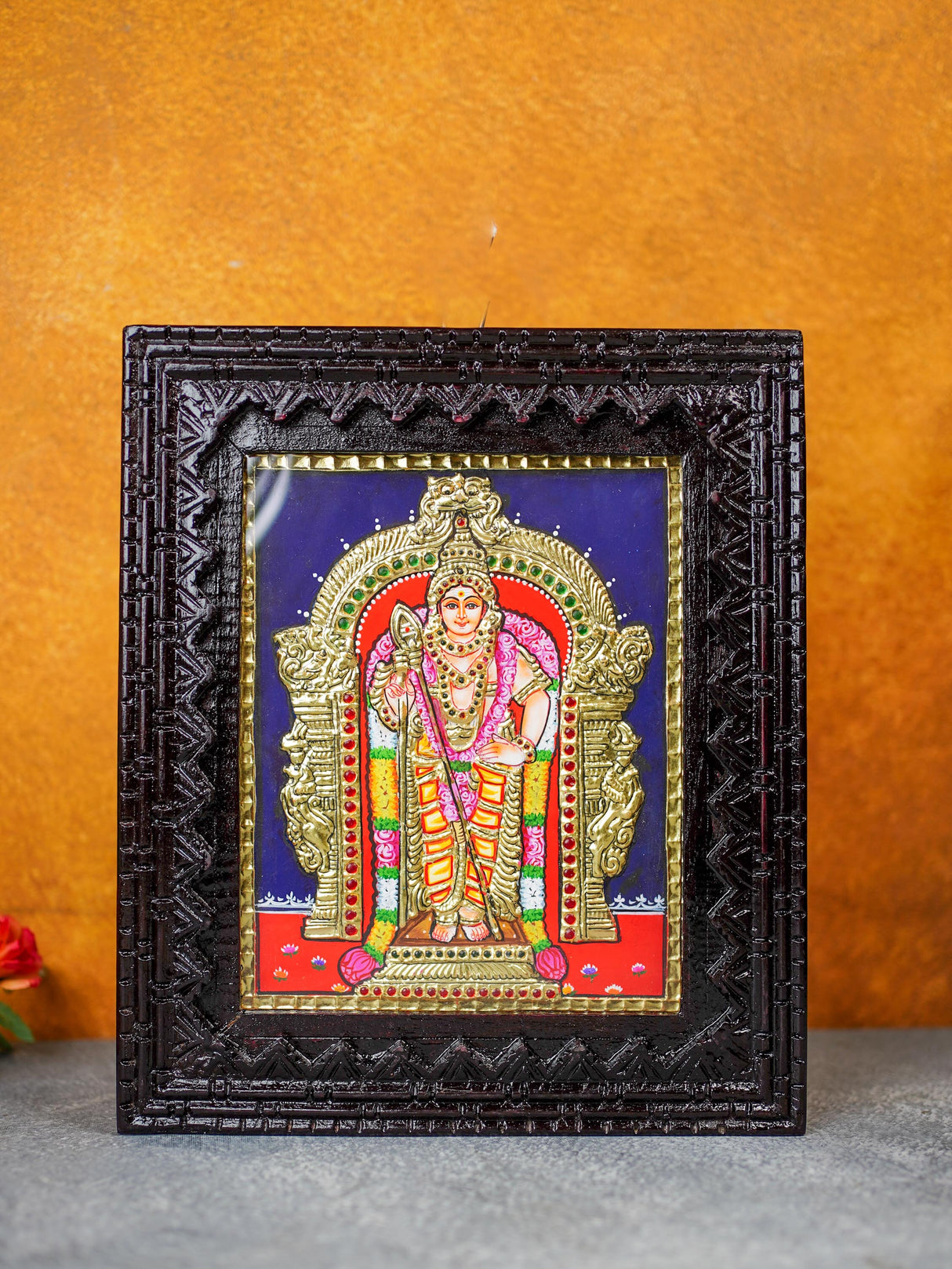 Tanjore painting Palani Murugan - Flat (Gold foil) - 10x8 inch - WL3500