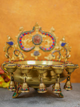 Brass Urli with Diya & Bells - WL3870