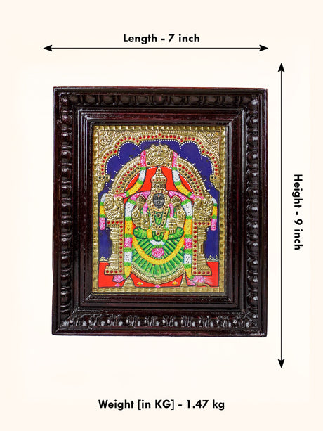 Tanjore Painting - Padmavathi Thayar 10 x 8 inch - Flat [Gold Foil] - WL4076