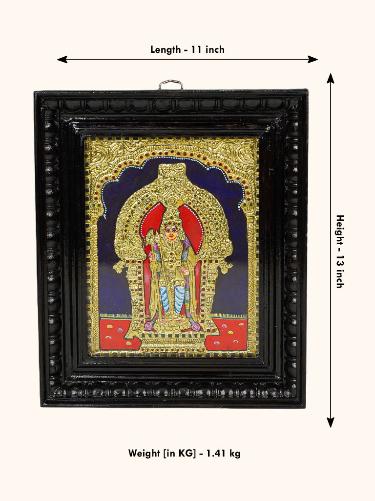 Tanjore Painting - Murugan 10 x 8 inch - Flat [Gold Foil] - WL4264