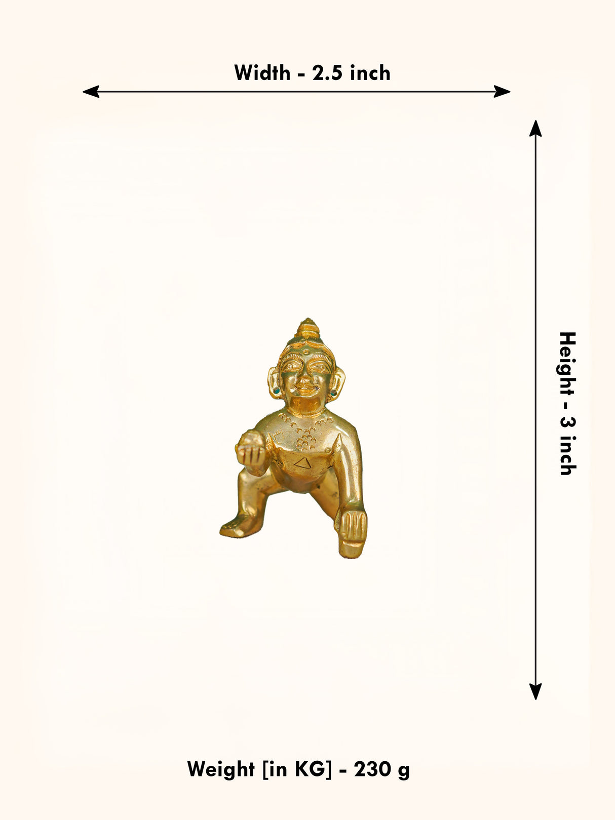 Brass Laddu Gopal Figurines - 3 inch - WL4331