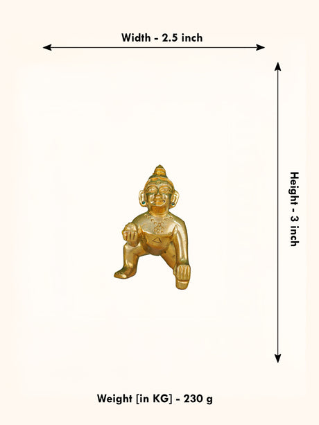 Brass Laddu Gopal Figurines - 3 inch - WL4331