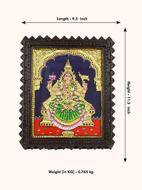 Tanjore Painting - Aadhi Lakshmi - Flat (Gold foil) - 10 x 8 inch - WL4525