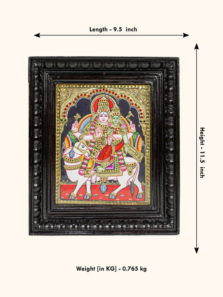 Tanjore Painting - Rishaba Vaghana - Flat (Gold foil) - 10 x 8 inch - WL4527