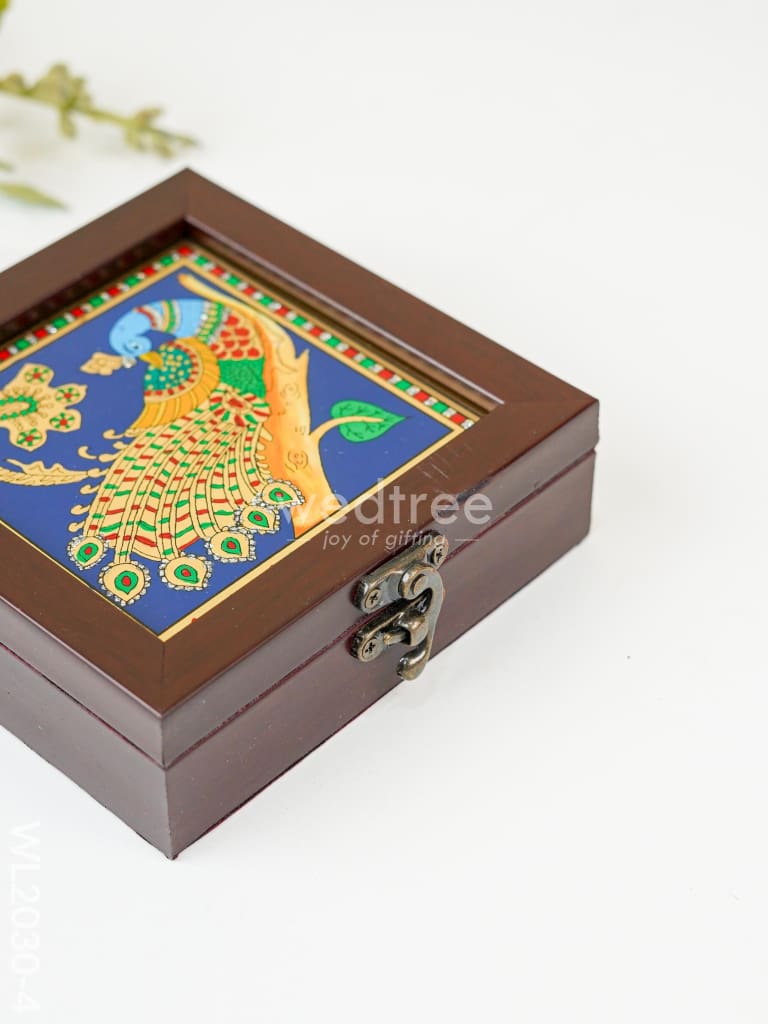 Acrylic Reverse Picture Jewellery Box - Tanjore Art Peacock1 Wl2030-4 Organizers