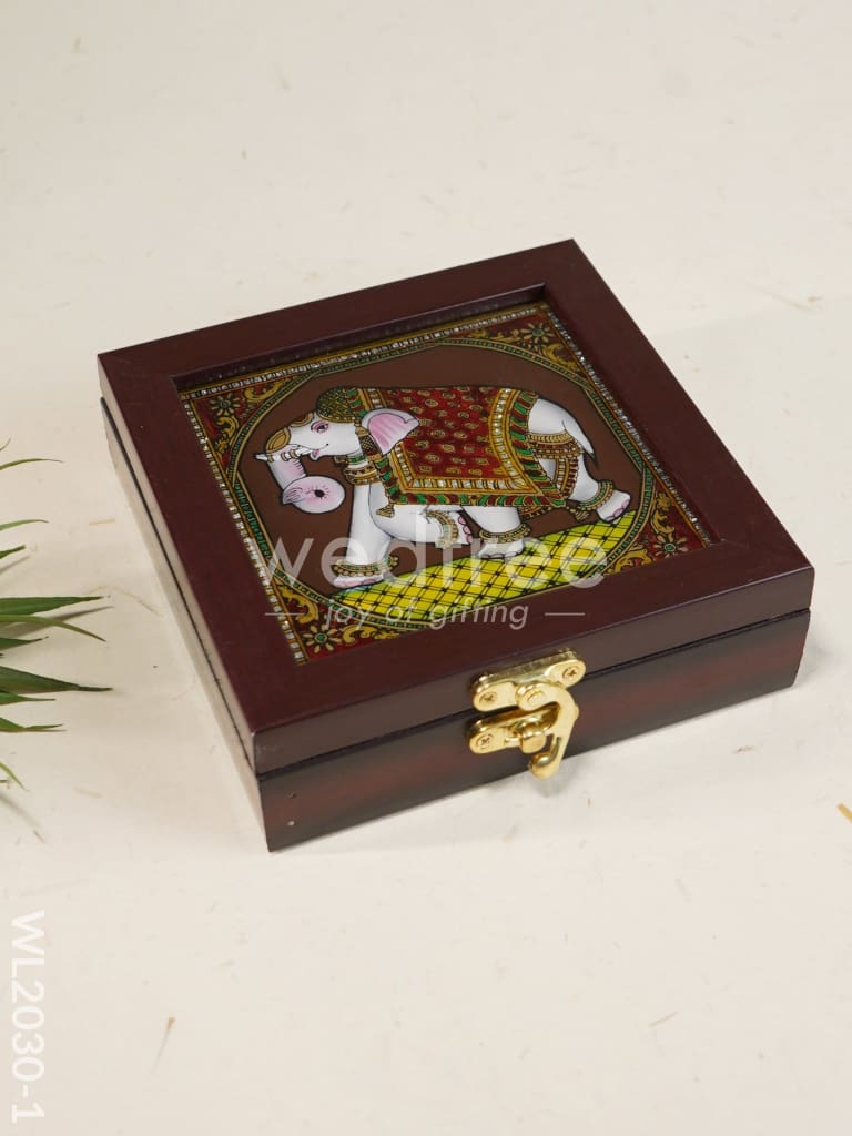 Acrylic Reverse Picture Jewelry Box - Elephant Wl2030-1 Organizers