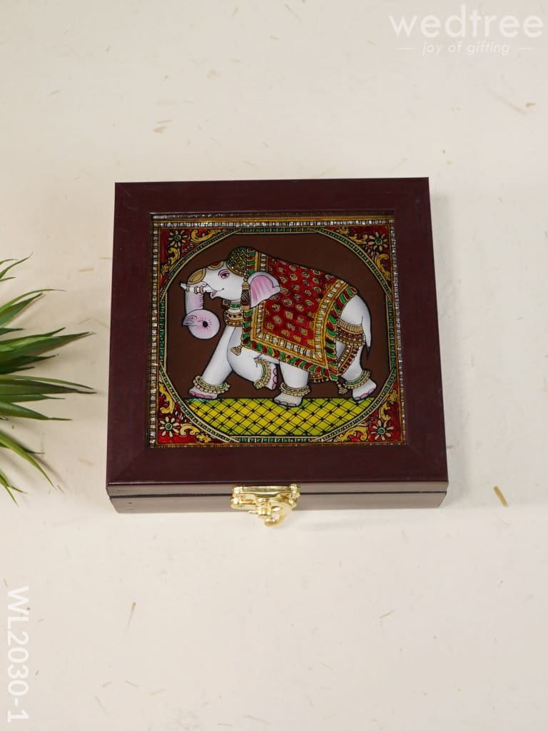 Acrylic Reverse Picture Jewelry Box - Elephant Wl2030-1 Organizers