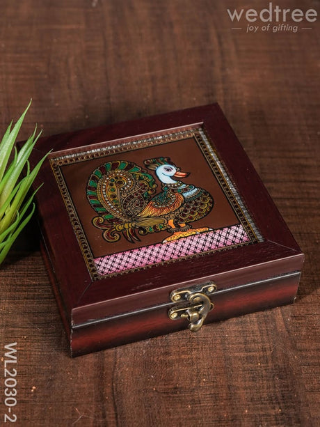 Acrylic Reverse Picture Jewelry Box - Tanjore Art Annapakshi1 Wl2030-2 Organizers