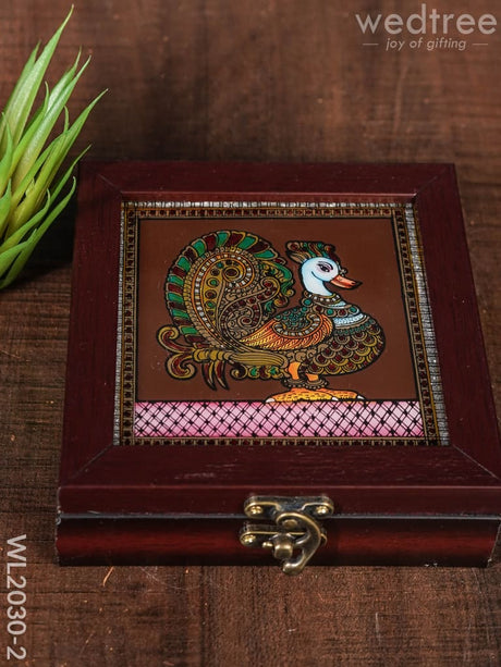 Acrylic Reverse Picture Jewelry Box - Tanjore Art Annapakshi1 Wl2030-2 Organizers