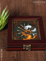 Acrylic Reverse Picture Jewelry Box - Tanjore Art Peacock1 Wl2030-4 Organizers