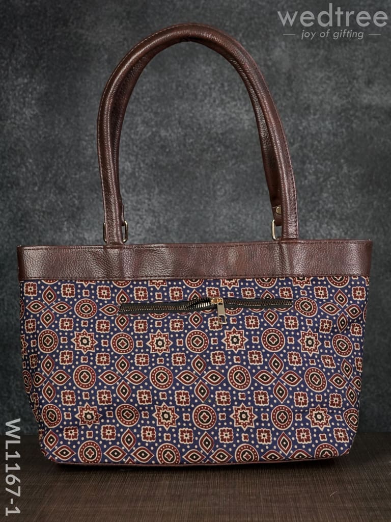 Ajrakh Printed Fabric Handbag - Wl1167 Regular Handbags