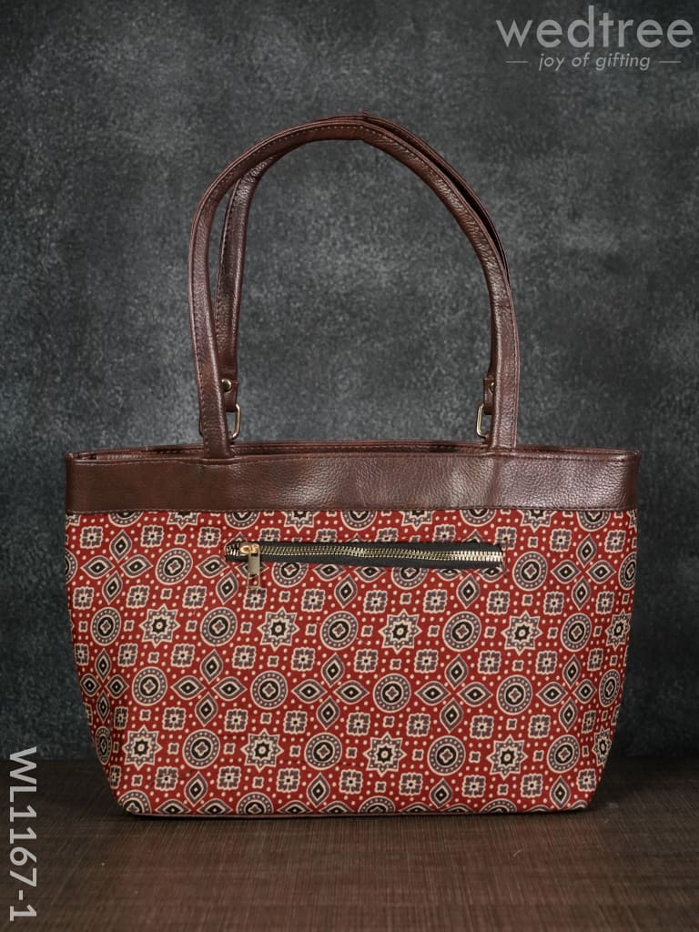 Ajrakh Printed Fabric Handbag - Wl1167 Regular Handbags