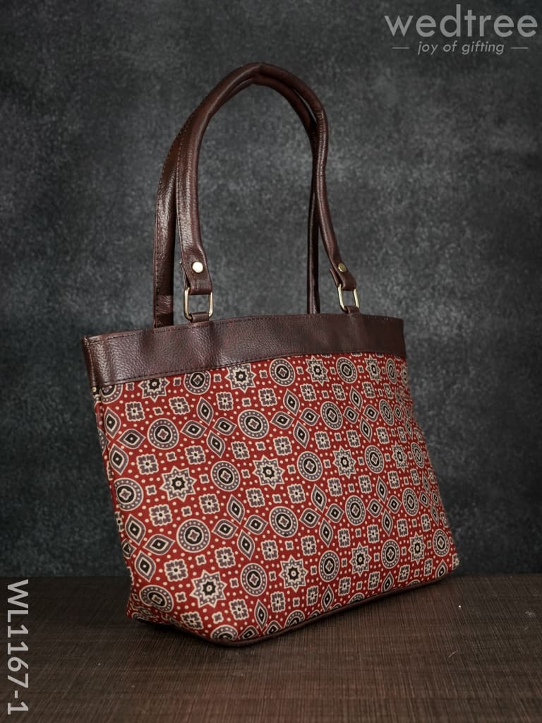 Ajrakh Printed Fabric Handbag - Wl1167 Regular Handbags