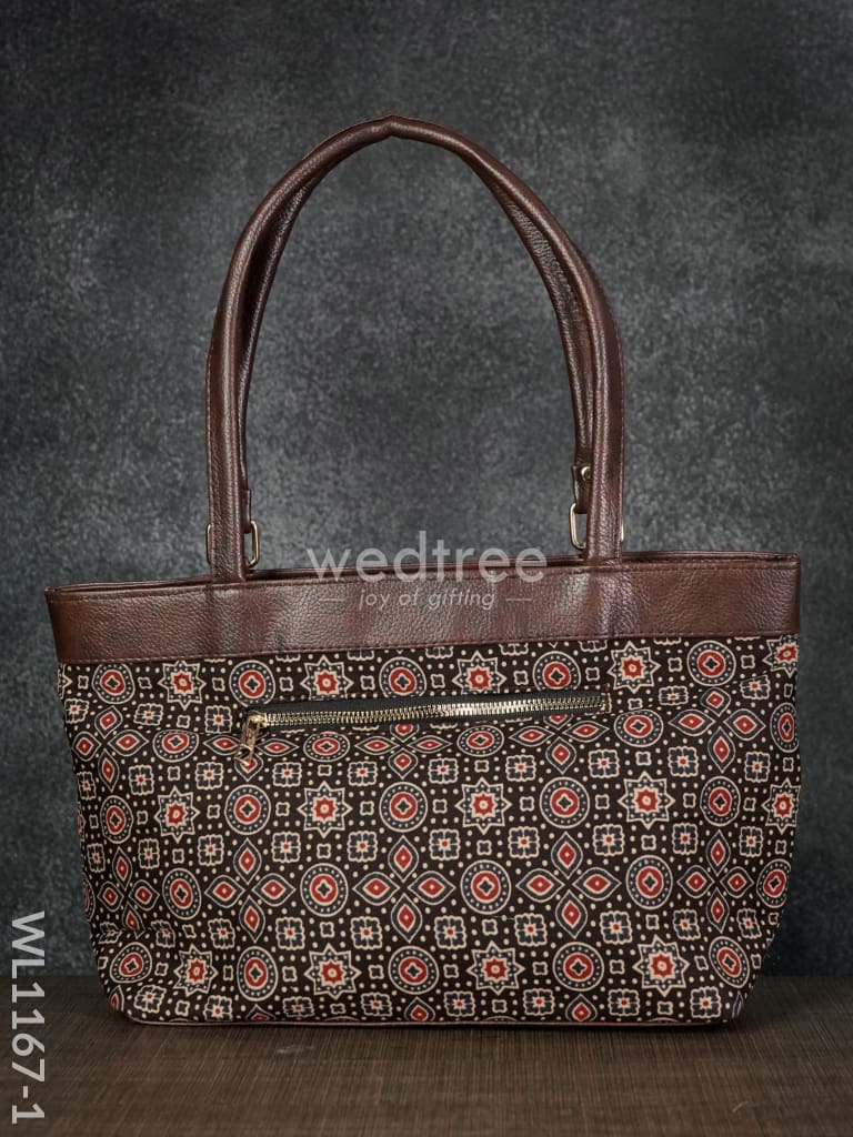 Ajrakh Printed Fabric Handbag - Wl1167 Regular Handbags