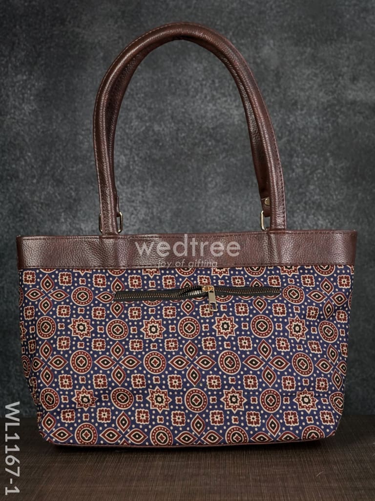 Ajrakh Printed Fabric Handbag - Wl1167 Regular Handbags