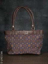 Ajrakh Printed Fabric Handbag - Wl1167 Dark Blue Regular Handbags