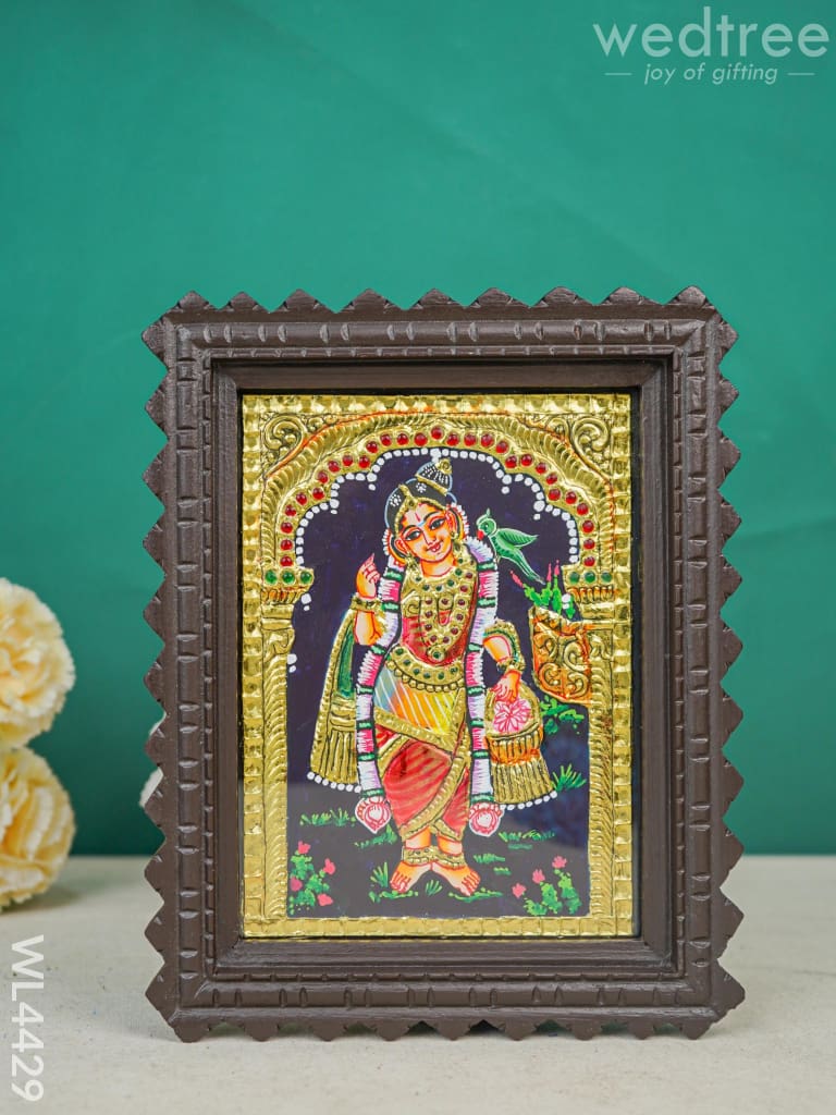 Andal Photo Frame With Tanjore Art Work - Flat (Gold Foil) 8 X 6 Inch Wl4429 Painting