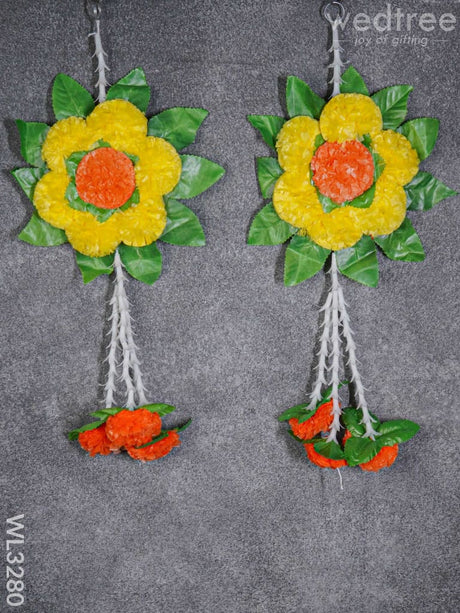 Leaf With Floral Wall Hanging - Set Of 2 Wl3280 Thorans