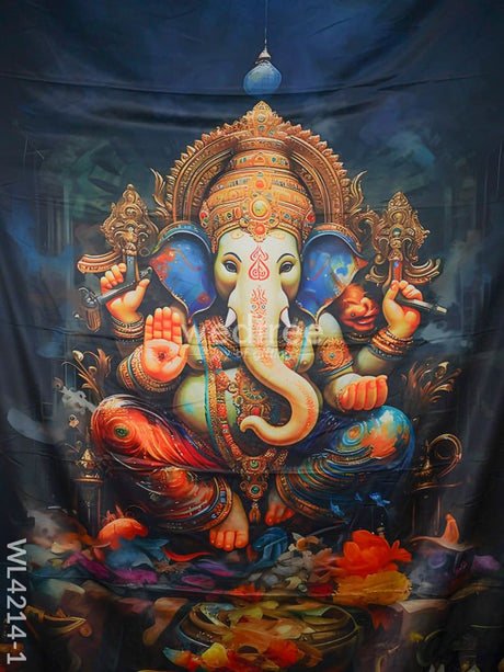 Back Drop Ganesha Design - Wl4214 Pooja Utilities