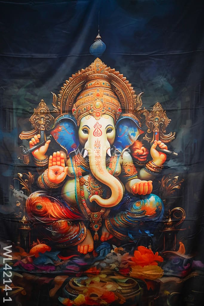 Back Drop Ganesha Design - Wl4214 Pooja Utilities