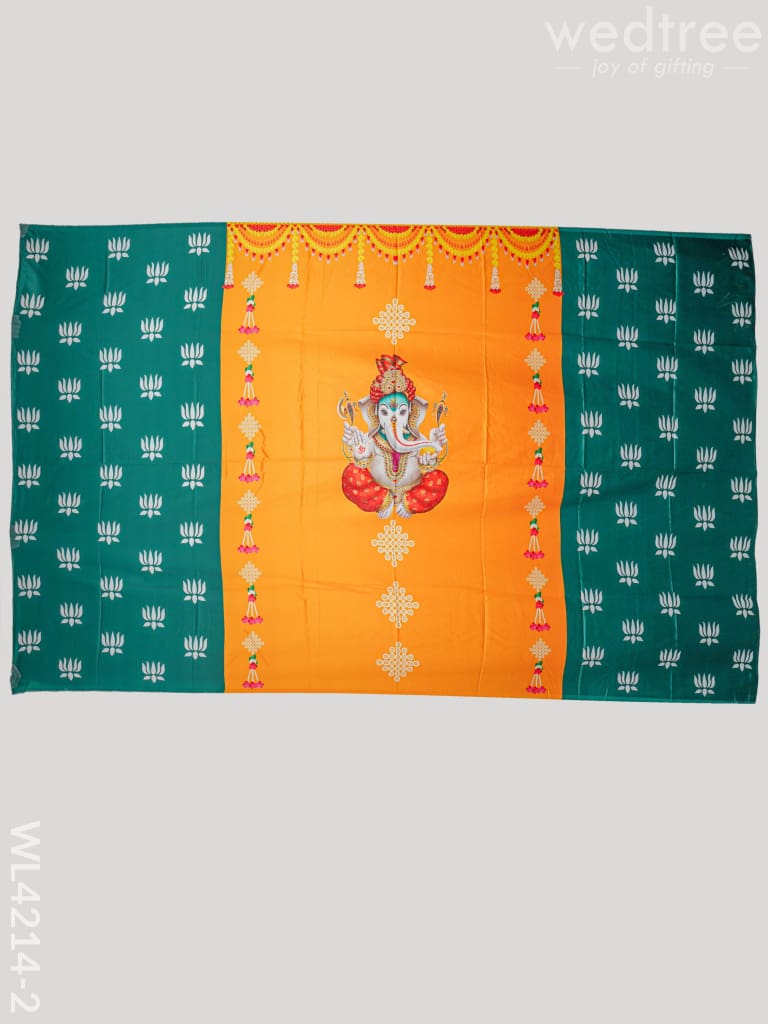 Back Drop Ganesha Design - Wl4214 With Pichwai Prints Pooja Utilities