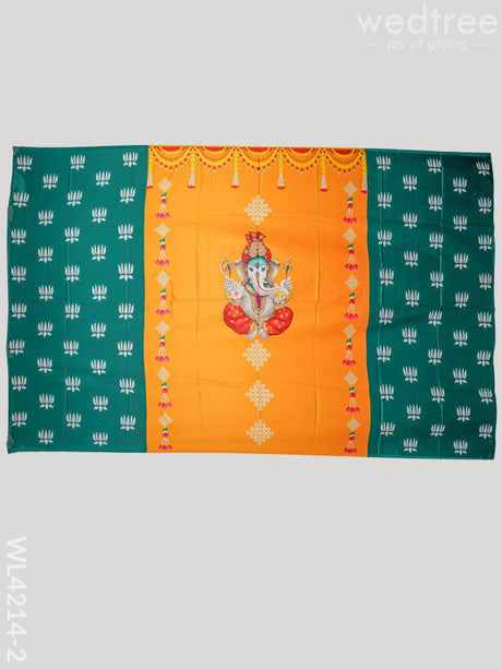 Back Drop Ganesha Design - Wl4214 With Pichwai Prints Pooja Utilities