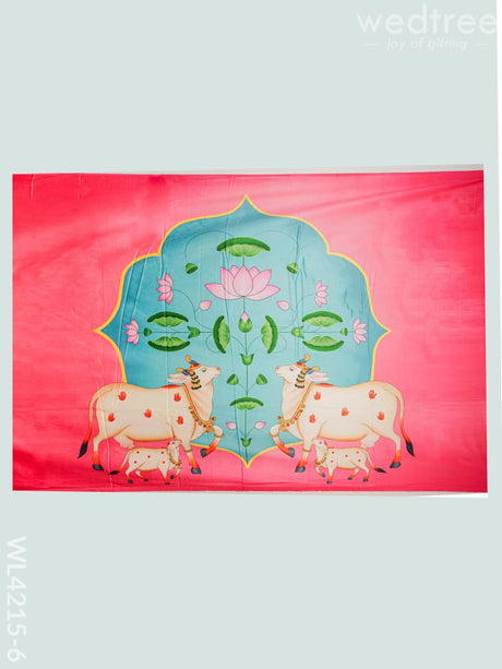 Back Drop Pichwai Design - Wl4215 Lotus With Cow Pooja Utilities