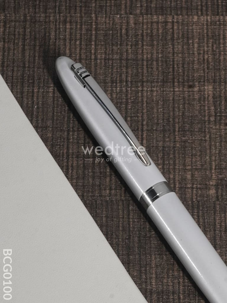 Ball Point Roller Pen (Pearl White Finish) - Bcg0100 Office Utility