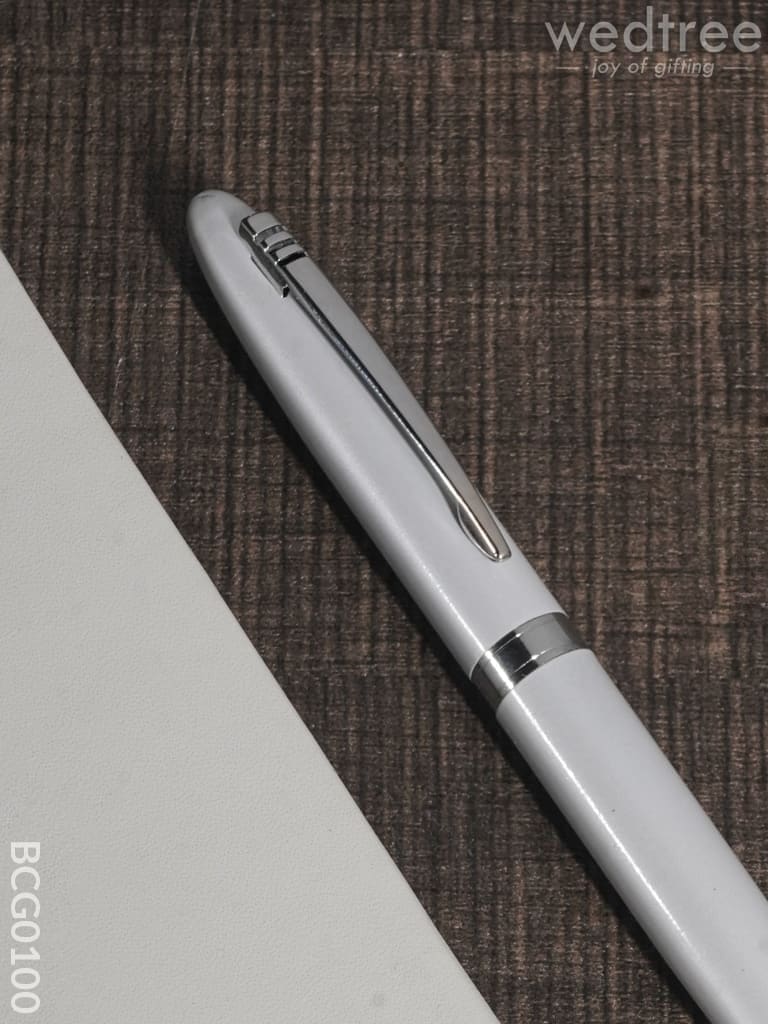 Ball Point Roller Pen (Pearl White Finish) - Bcg0100 Office Utility