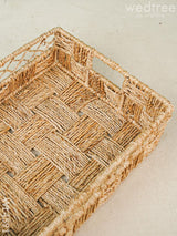 Banana Fiber Tray With Metal Frame - Wl4591 Trays & Plates Rg