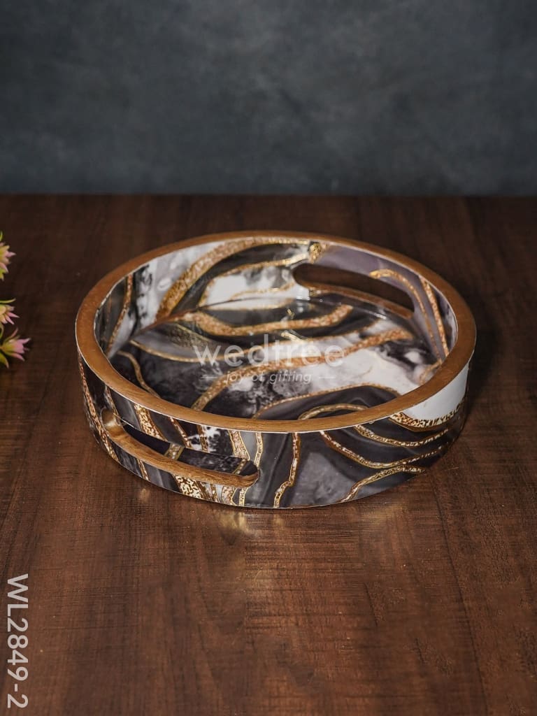 Black & Gold Abstract Digital Printed Tray - Set Of 3 Wl2849 Small Wooden Trays