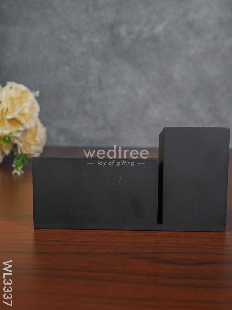 Black Matte Finish Pen Stand With Clock - Wl3337 Corporate Gifts