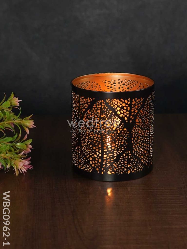 Black Matte Votive In Jhaali Pattern - Wbg0962 Candles