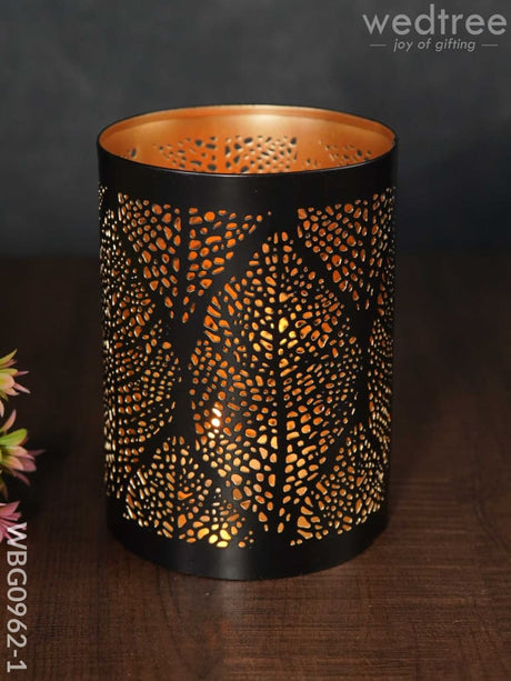 Black Matte Votive In Jhaali Pattern - Wbg0962 Candles