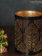 Black Matte Votive In Jhaali Pattern - Wbg0962 Candles